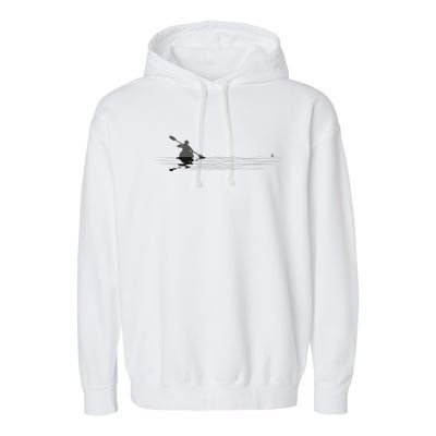 Kayaking Graphic Kayak Silhouette Kayaker Canoe Paddling Garment-Dyed Fleece Hoodie