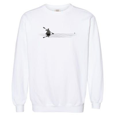 Kayaking Graphic Kayak Silhouette Kayaker Canoe Paddling Garment-Dyed Sweatshirt