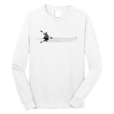 Kayaking Graphic Kayak Silhouette Kayaker Canoe Paddling Long Sleeve Shirt