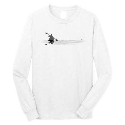 Kayaking Graphic Kayak Silhouette Kayaker Canoe Paddling Long Sleeve Shirt