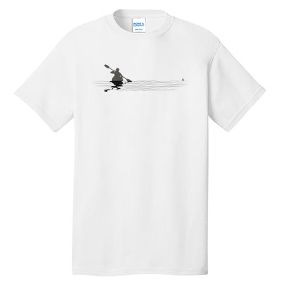 Kayaking Graphic Kayak Silhouette Kayaker Canoe Paddling Tall T-Shirt