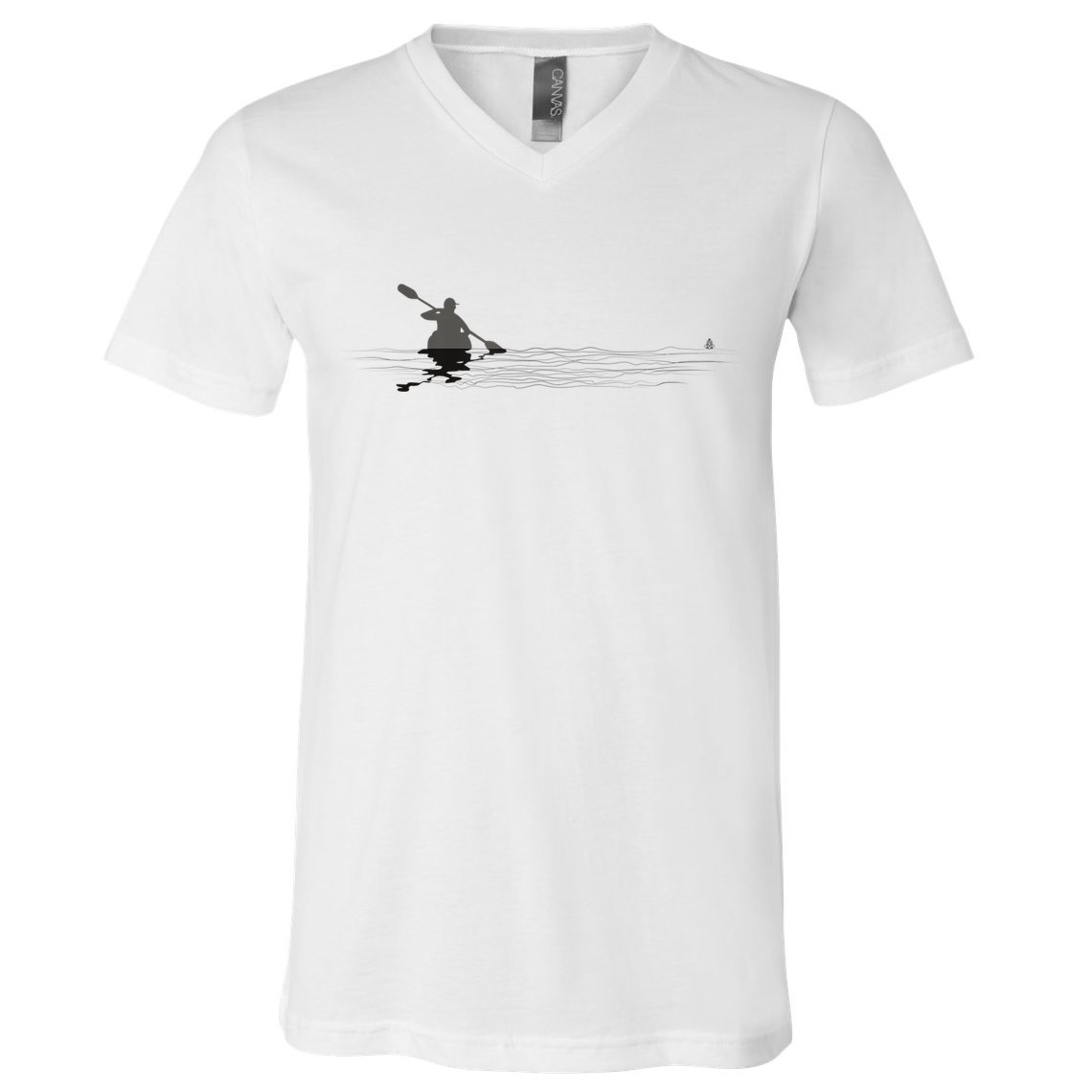 Kayaking Graphic Kayak Silhouette Kayaker Canoe Paddling V-Neck T-Shirt