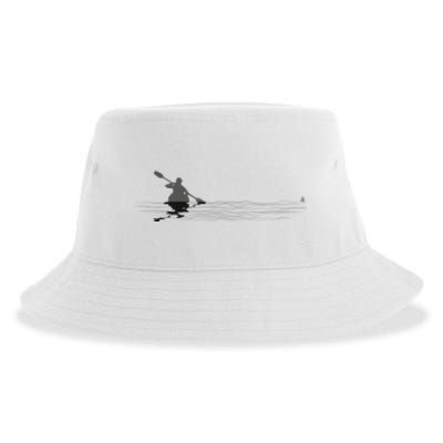 Kayaking Graphic Kayak Silhouette Kayaker Canoe Paddling Sustainable Bucket Hat