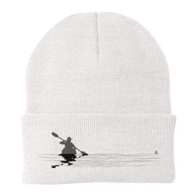 Kayaking Graphic Kayak Silhouette Kayaker Canoe Paddling Knit Cap Winter Beanie