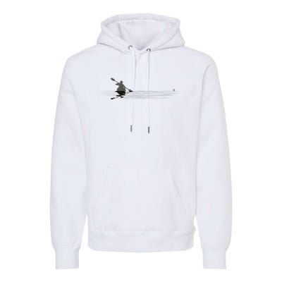 Kayaking Graphic Kayak Silhouette Kayaker Canoe Paddling Premium Hoodie