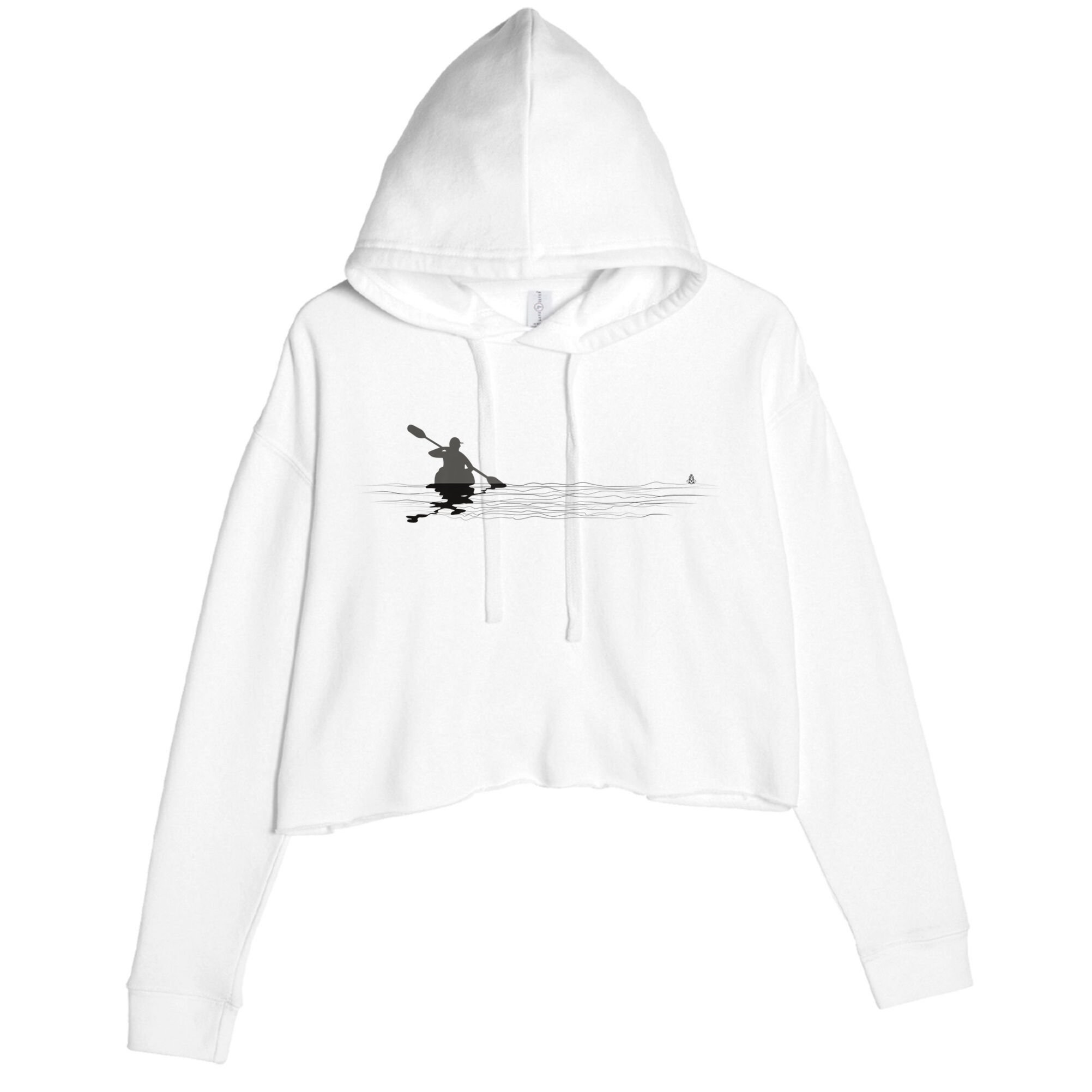 Kayaking Graphic Kayak Silhouette Kayaker Canoe Paddling Crop Fleece Hoodie