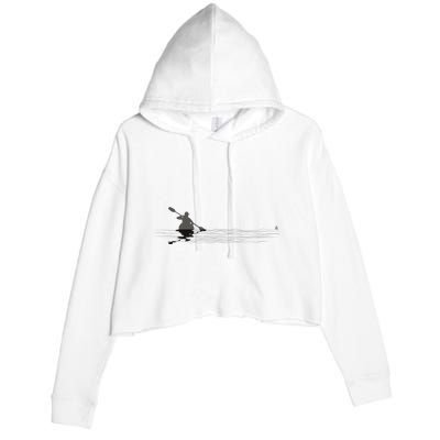 Kayaking Graphic Kayak Silhouette Kayaker Canoe Paddling Crop Fleece Hoodie