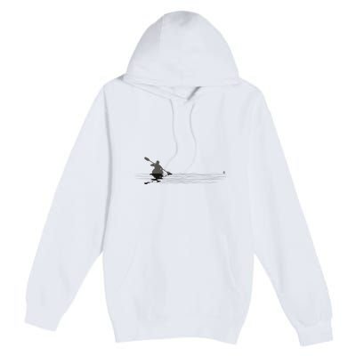 Kayaking Graphic Kayak Silhouette Kayaker Canoe Paddling Premium Pullover Hoodie