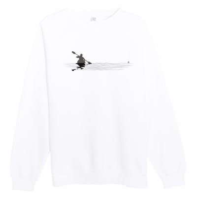 Kayaking Graphic Kayak Silhouette Kayaker Canoe Paddling Premium Crewneck Sweatshirt