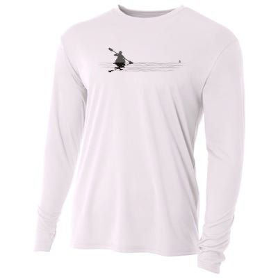 Kayaking Graphic Kayak Silhouette Kayaker Canoe Paddling Cooling Performance Long Sleeve Crew