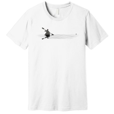 Kayaking Graphic Kayak Silhouette Kayaker Canoe Paddling Premium T-Shirt