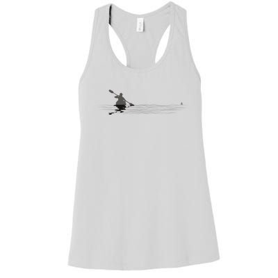 Kayaking Graphic Kayak Silhouette Kayaker Canoe Paddling Women's Racerback Tank