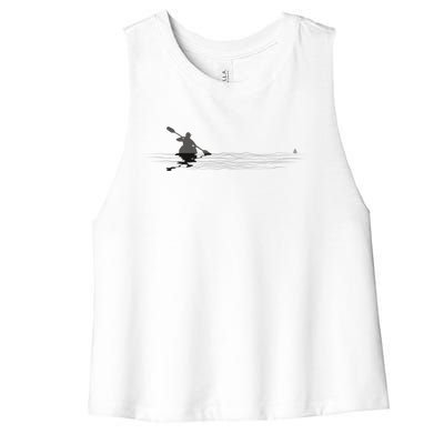 Kayaking Graphic Kayak Silhouette Kayaker Canoe Paddling Women's Racerback Cropped Tank