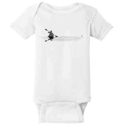 Kayaking Graphic Kayak Silhouette Kayaker Canoe Paddling Baby Bodysuit