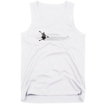 Kayaking Graphic Kayak Silhouette Kayaker Canoe Paddling Tank Top