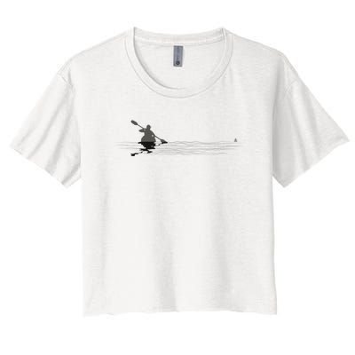 Kayaking Graphic Kayak Silhouette Kayaker Canoe Paddling Women's Crop Top Tee