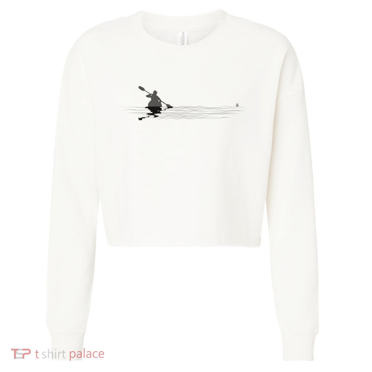 Kayaking Graphic Kayak Silhouette Kayaker Canoe Paddling Cropped Pullover Crew
