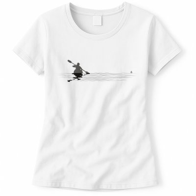 Kayaking Graphic Kayak Silhouette Kayaker Canoe Paddling Womens T-Shirt
