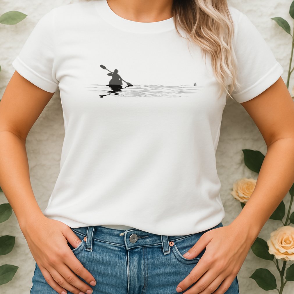 Kayaking Graphic Kayak Silhouette Kayaker Canoe Paddling Womens T-Shirt