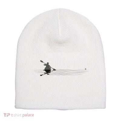 Kayaking Graphic Kayak Silhouette Kayaker Canoe Paddling Short Acrylic Beanie