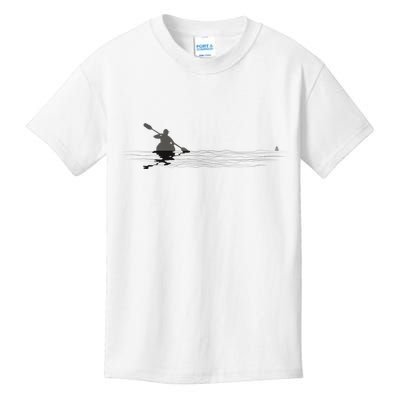 Kayaking Graphic Kayak Silhouette Kayaker Canoe Paddling Kids T-Shirt