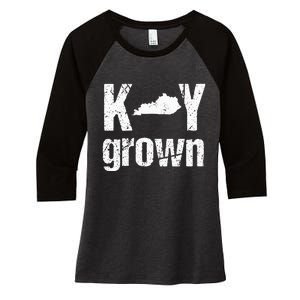 Kentucky Grown Ky Home State Distressed Women's Tri-Blend 3/4-Sleeve Raglan Shirt