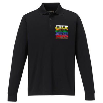 Karate Gifts Keep Training Until The Belt Turns Black Girl Performance Long Sleeve Polo