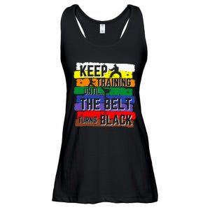 Karate Gifts Keep Training Until The Belt Turns Black Girl Ladies Essential Flowy Tank