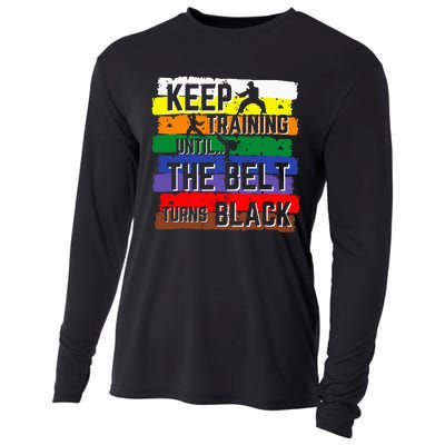 Karate Gifts Keep Training Until The Belt Turns Black Girl Cooling Performance Long Sleeve Crew