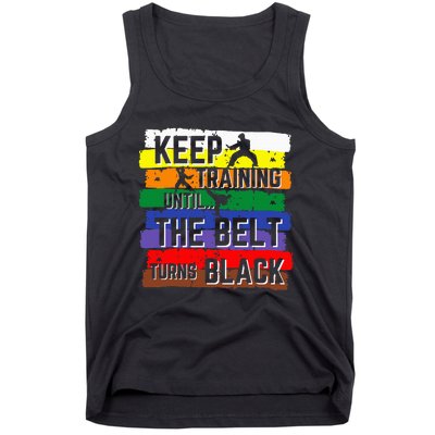 Karate Gifts Keep Training Until The Belt Turns Black Girl Tank Top