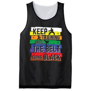 Karate Gifts Keep Training Until The Belt Turns Black Girl Mesh Reversible Basketball Jersey Tank