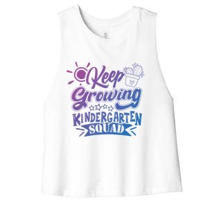 Keep Growing Kinder Kindergarten Teacher Team Cute Gift Women's Racerback Cropped Tank