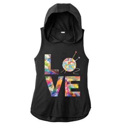 Knitter Gift Knitting Crochet Love Yarn Patterns Stitches Ladies PosiCharge Tri-Blend Wicking Draft Hoodie Tank