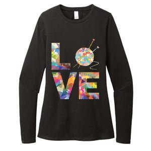 Knitter Gift Knitting Crochet Love Yarn Patterns Stitches Womens CVC Long Sleeve Shirt