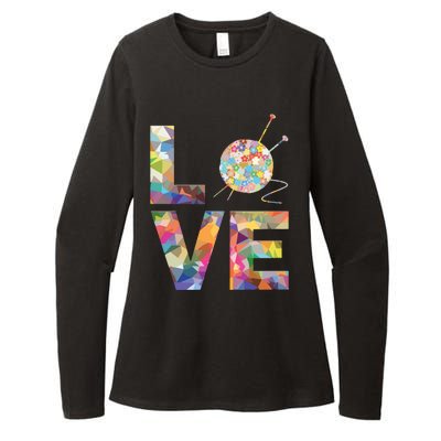 Knitter Gift Knitting Crochet Love Yarn Patterns Stitches Womens CVC Long Sleeve Shirt