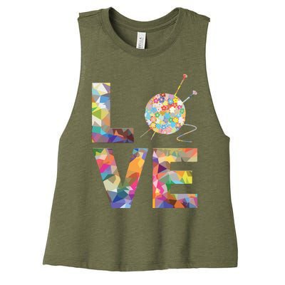 Knitter Gift Knitting Crochet Love Yarn Patterns Stitches Women's Racerback Cropped Tank