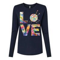 Knitter Gift Knitting Crochet Love Yarn Patterns Stitches Womens Cotton Relaxed Long Sleeve T-Shirt