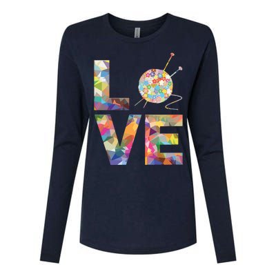 Knitter Gift Knitting Crochet Love Yarn Patterns Stitches Womens Cotton Relaxed Long Sleeve T-Shirt