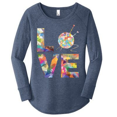 Knitter Gift Knitting Crochet Love Yarn Patterns Stitches Women's Perfect Tri Tunic Long Sleeve Shirt