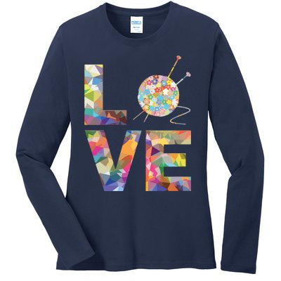 Knitter Gift Knitting Crochet Love Yarn Patterns Stitches Ladies Long Sleeve Shirt