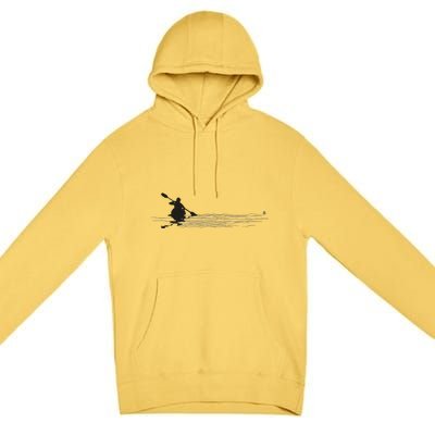 Kayaking Graphic Kayak Silhouette Kayaker Canoe Paddling Premium Pullover Hoodie