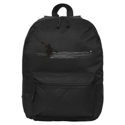 Kayaking Graphic Kayak Silhouette Kayaker Canoe Paddling 16 in Basic Backpack