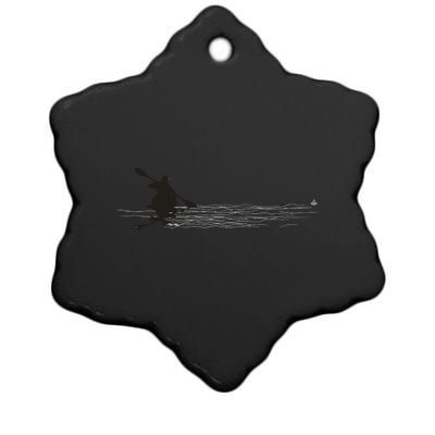 Kayaking Graphic Kayak Silhouette Kayaker Canoe Paddling Ceramic Star Ornament