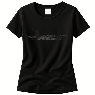 Kayaking Graphic Kayak Silhouette Kayaker Canoe Paddling Womens T-Shirt