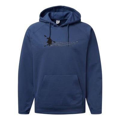 Kayaking Graphic Kayak Silhouette Kayaker Canoe Paddling Performance Fleece Hoodie