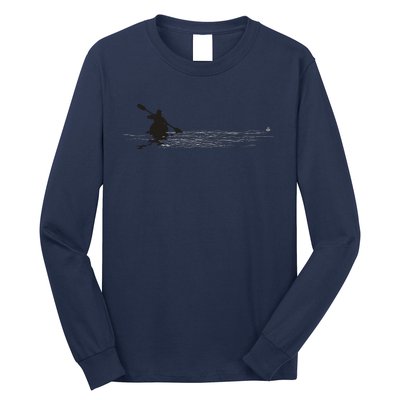 Kayaking Graphic Kayak Silhouette Kayaker Canoe Paddling Long Sleeve Shirt