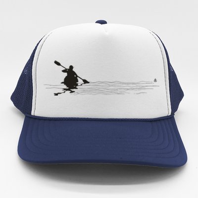 Kayaking Graphic Kayak Silhouette Kayaker Canoe Paddling Trucker Hat