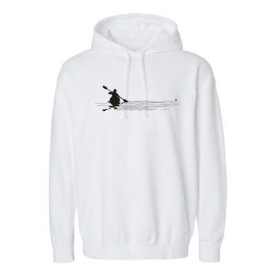 Kayaking Graphic Kayak Silhouette Kayaker Canoe Paddling Garment-Dyed Fleece Hoodie