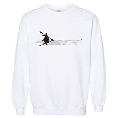 Kayaking Graphic Kayak Silhouette Kayaker Canoe Paddling Garment-Dyed Sweatshirt