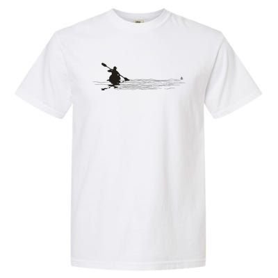 Kayaking Graphic Kayak Silhouette Kayaker Canoe Paddling Garment-Dyed Heavyweight T-Shirt